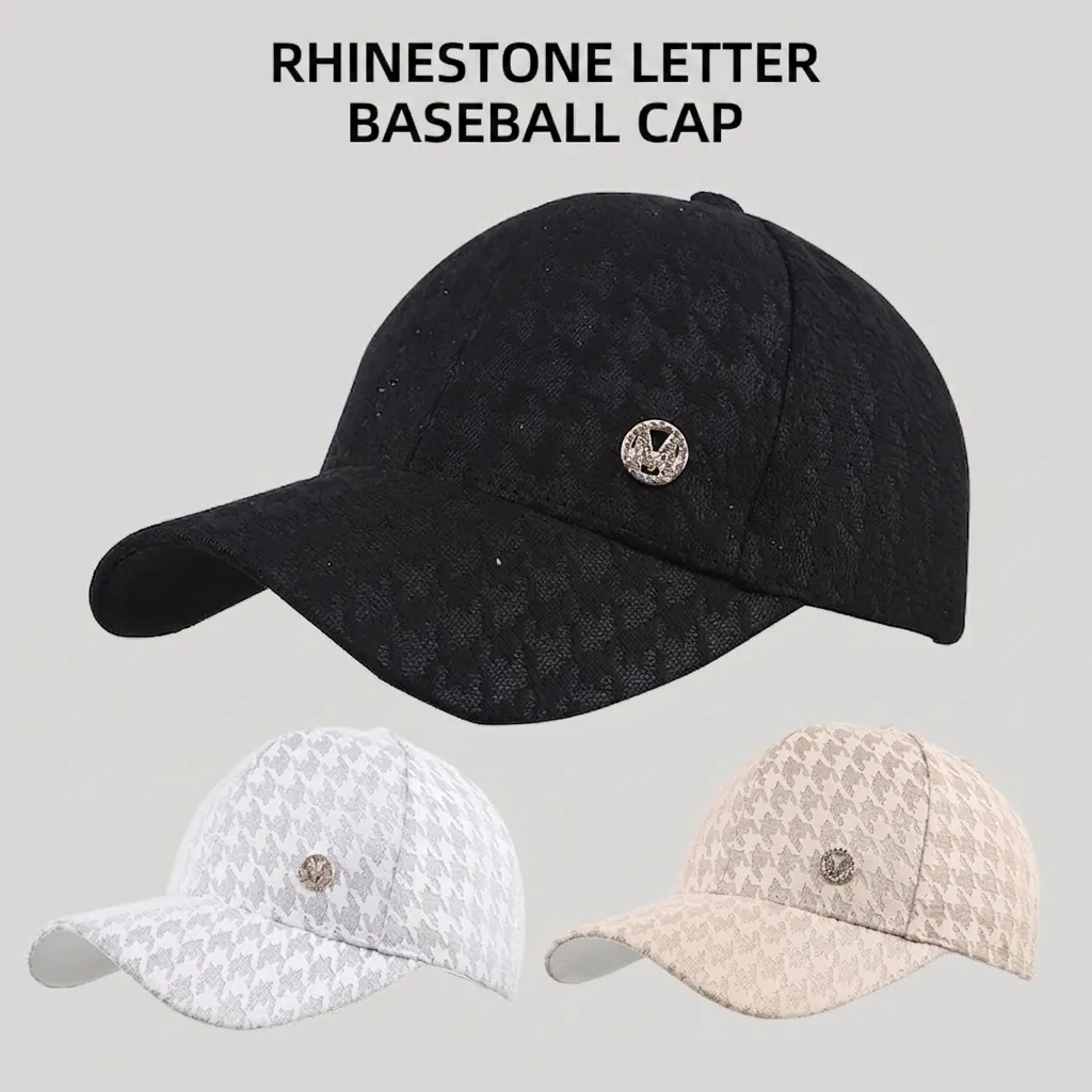 Dames Strass M Letter Kant Honkbalpet Acryl Ademend Zomer Zonbescherming Verstelbare Mode Outdoor Reizen Eend Tong Hoed