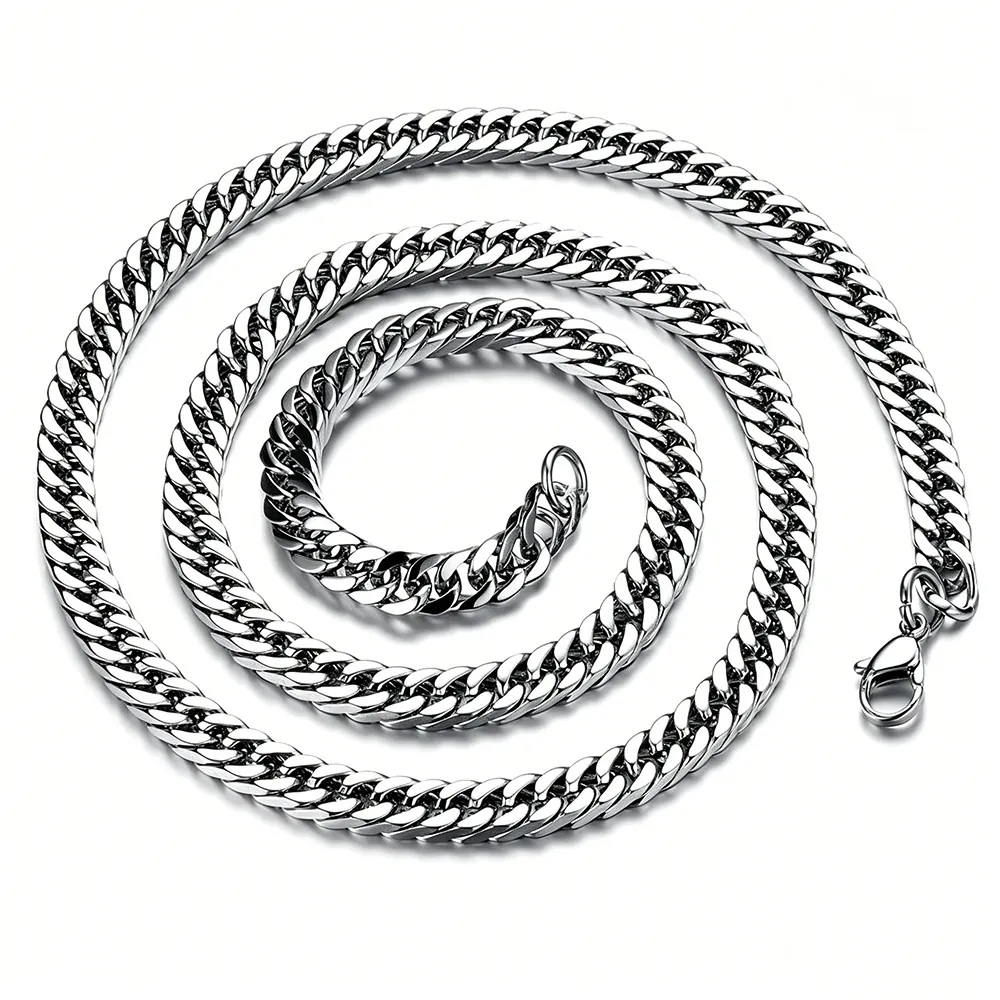 Herren Mode Edelstahl Panzerkette Halskette Poliert Punk Hip Hop Stil Dekorativer Metall Schmuck Geschenk Für Ihn