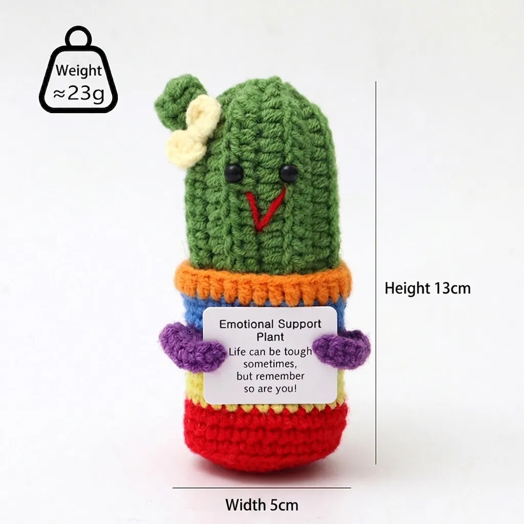 Handmade Crochet Positive Potato Mini Doll With Encouragement Card Emotional Support Funny Yarn Toy For Gift Desk Decor