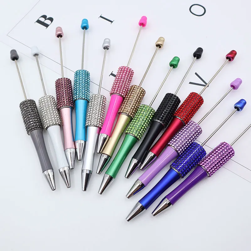 DIY Perlen Kugelschreiber Glitzernde Strass Drehbare Stift Hochwertige Bunte Kristall Schreibwaren Bürobedarf Schreibgeschenk Für Frauen