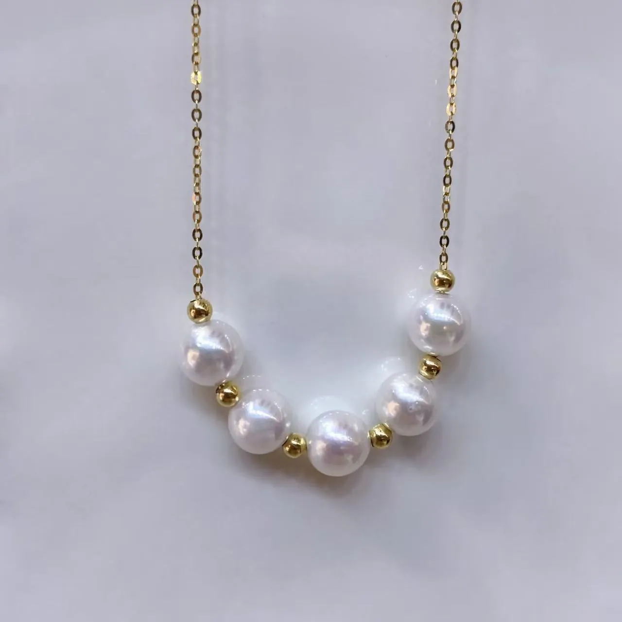 Natural Freshwater Pearl Smile Necklace For Women 925 Sterling Silver Round Pearl Pendant Elegant Jewelry