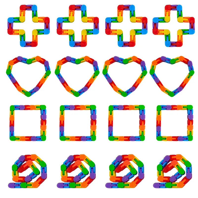 Colorful Wacky Tracks Fidget Toy Snap And Click Fidget Chain For Sensory Stress Relief DIY Folding Educational Toy For Kids