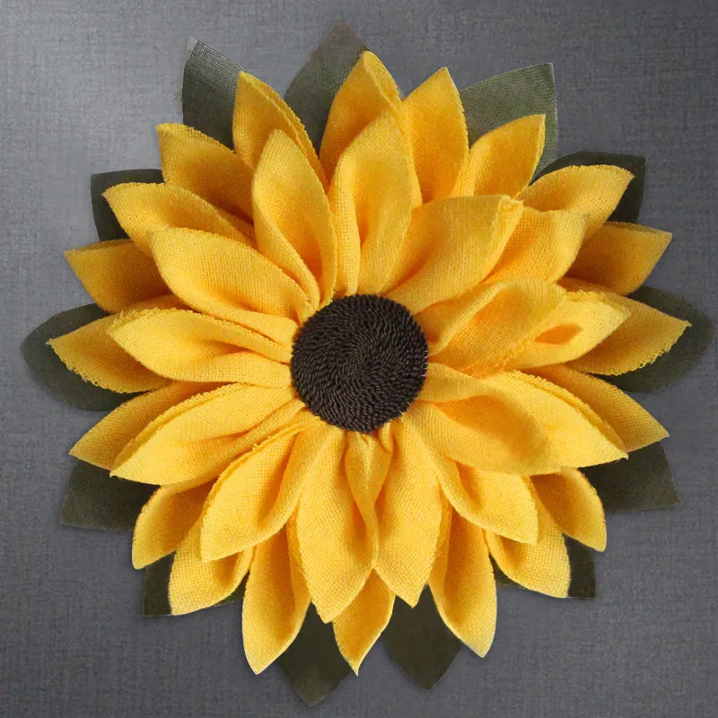 Corona de Girasol de Arpillera de Acción de Gracias Girasol Amarillo Artificial Decoración de Puerta de Otoño
