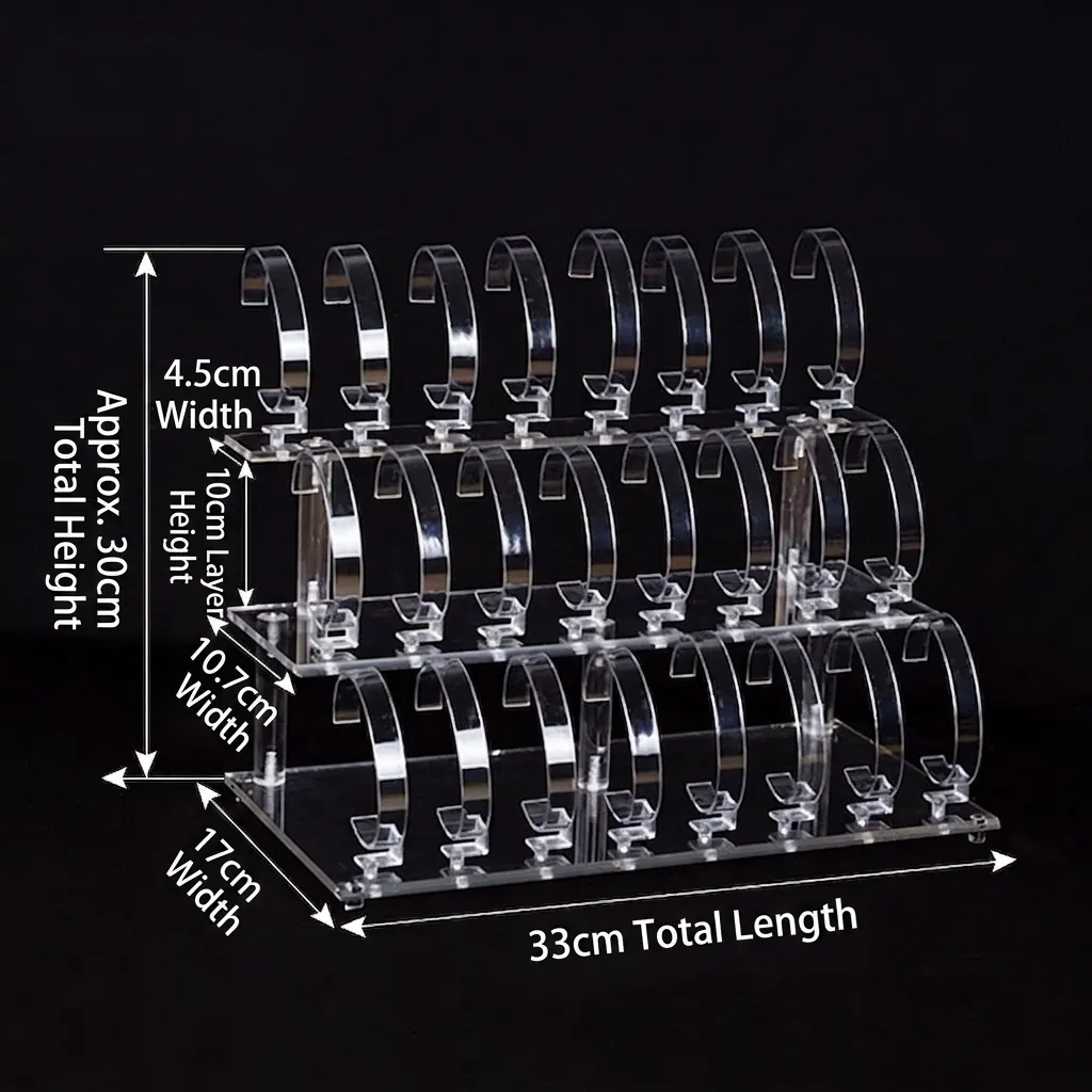 Acrylic Watch Display Stand Clear Multi-Tier Jewelry Holder For Watches Bracelet Storage Showcase Home Office Organization