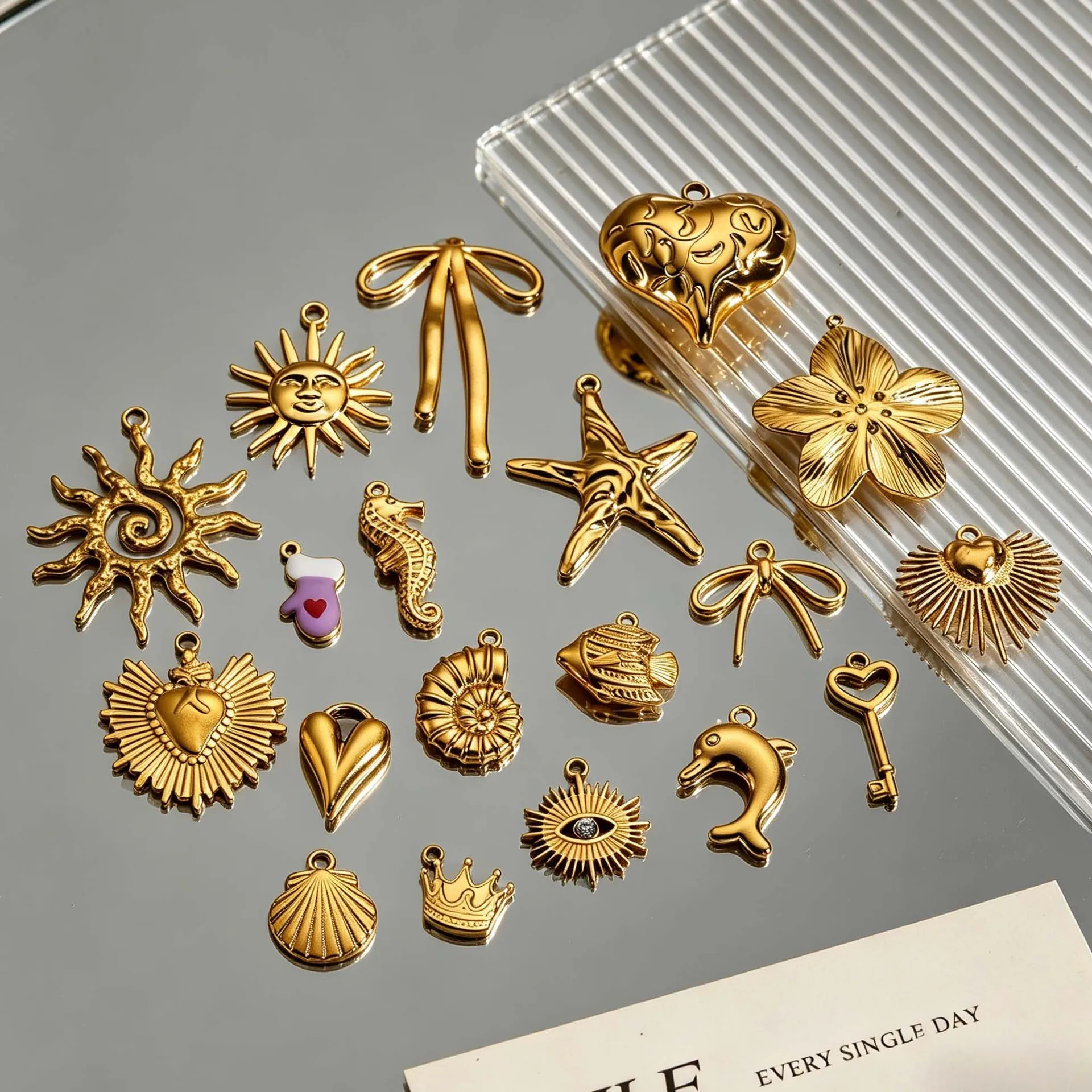 Accesorios De Joyería En Forma De Corazón De Hipocampo Cruzado De Acero Inoxidable 304 Accesorios Para El Cabello Tarjeta De Pulsera Tarjeta De Arete