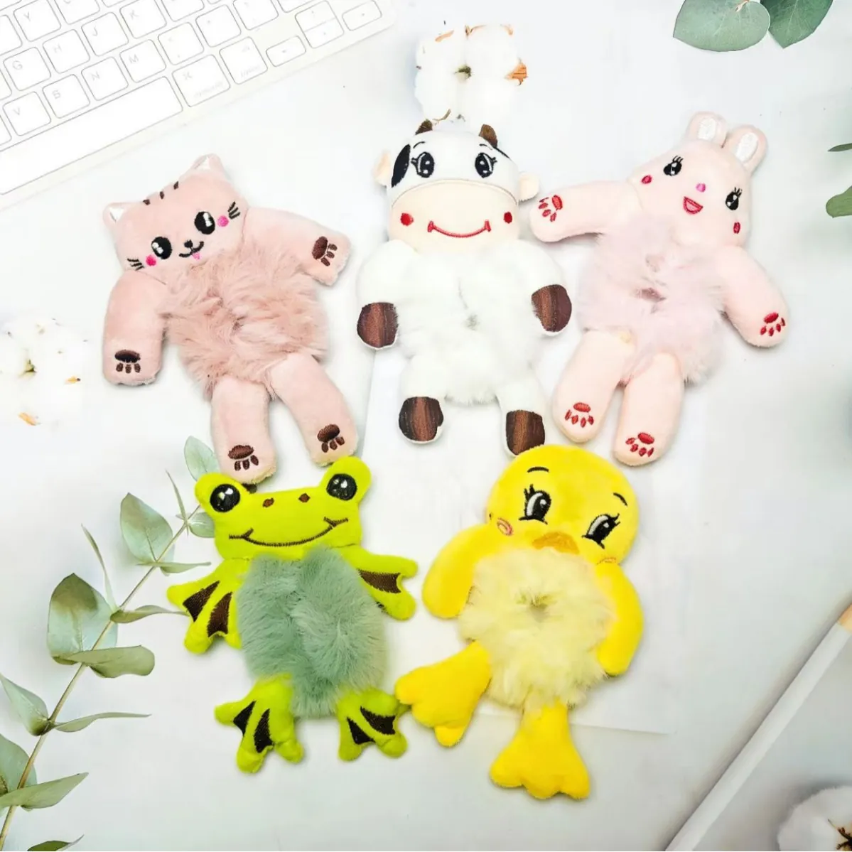 Lindos Coleteros de Peluche de Animales de Dibujos Animados Suaves de Conejo Rana Panda Elásticos Para Mujeres Niñas Accesorios Para el Cabello