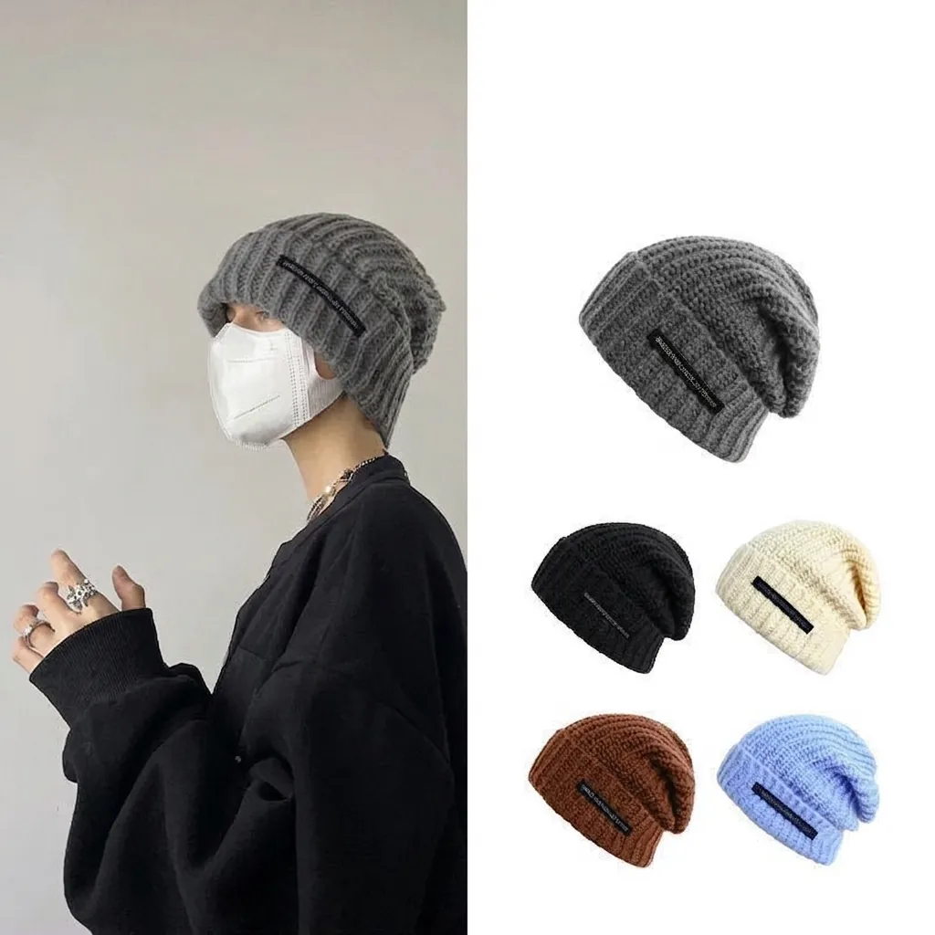 Unisex Winter Chunky Knitted Slouchy Beanie Hat Warm Solid Color Large Head Circumference Baggy Knit Skull Cap For Men Women