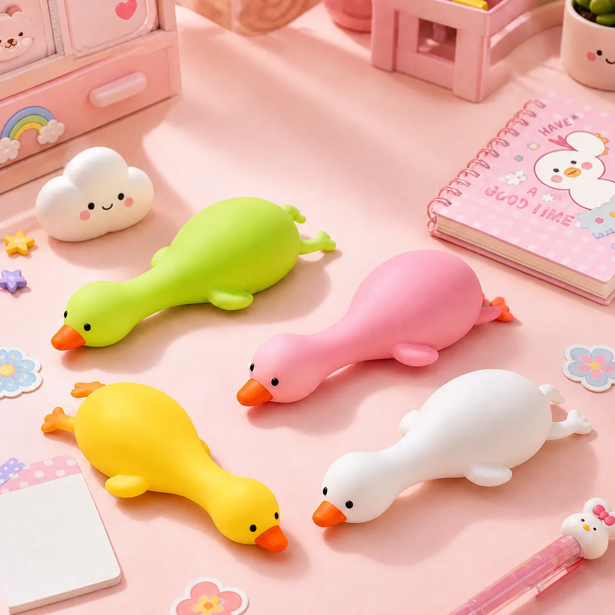 Creative Cartoon Duck Shape Stress Relief Squishy Toy Soft TPR Material Duck Squeeze Toy Fidget Toy For Office Daily Relaxation
