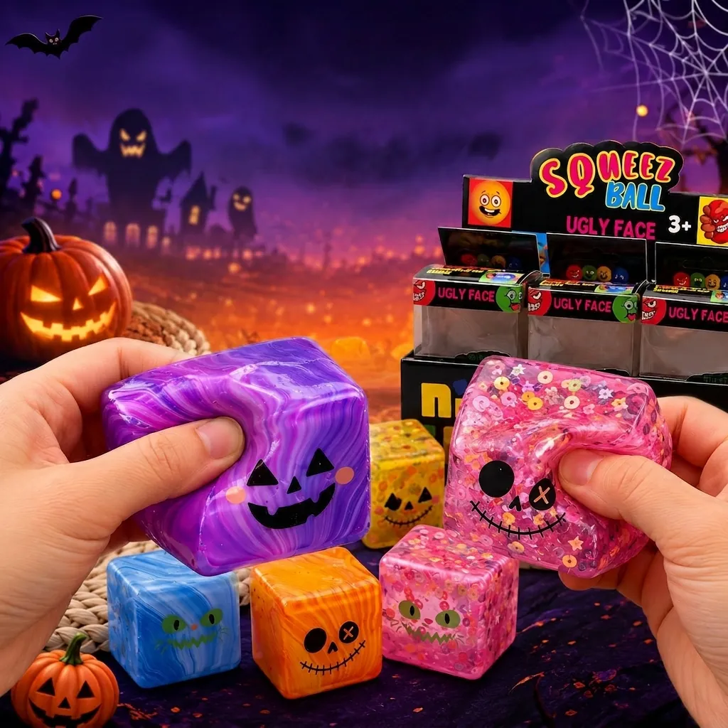 Halloween Thema TPR Slow Rebound Squishy Spielzeug Kürbis Skelett Geist Muster Stressabbau Sensorisches Fidget Spielzeug Geschenk