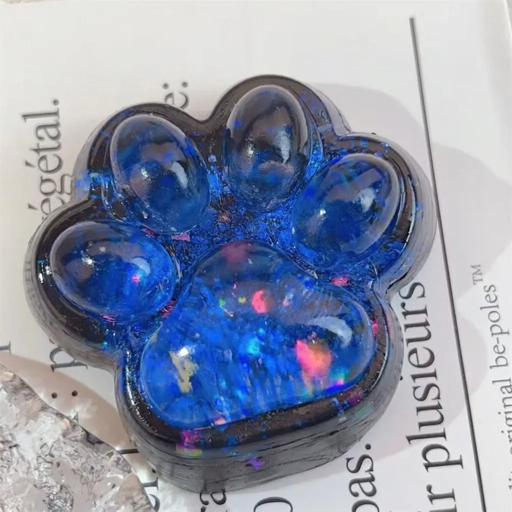 Jouet Squishy Patte de Chat Étoilé TPR Jouet de Décompression Paillettes Brillantes Jouet Sensoriel Souple pour Enfants Adultes
