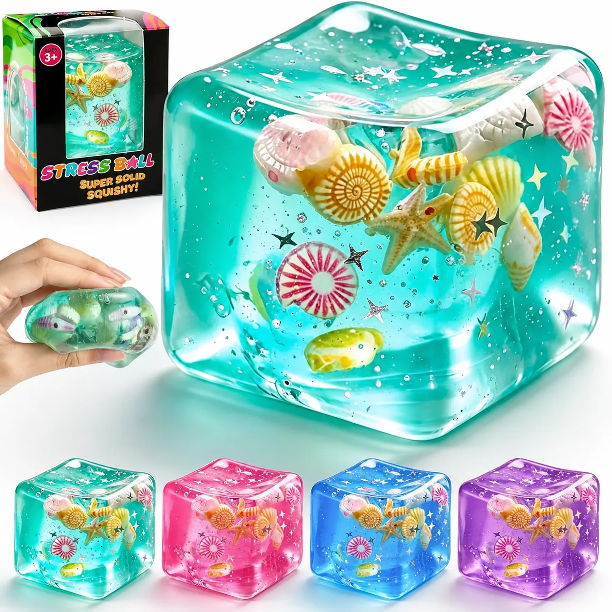Ωκεανός Κοχύλι Παγοκύβος Squishy Παιχνίδι Δημιουργική Γέμιση Μαλτόζης Αργή Επαναφορά Παιχνίδι κατά του Στρες για Παιδιά Ενήλικες Γραφείο Αισθητηριακό Παιχνίδι