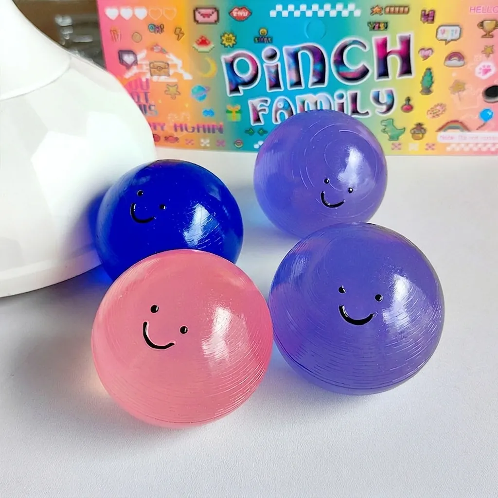 Crystal Squishy Ball Toy Slow Rising Stress Relief Squeeze Toy With Smile Face Transparent Plastic For Office Home Decompression