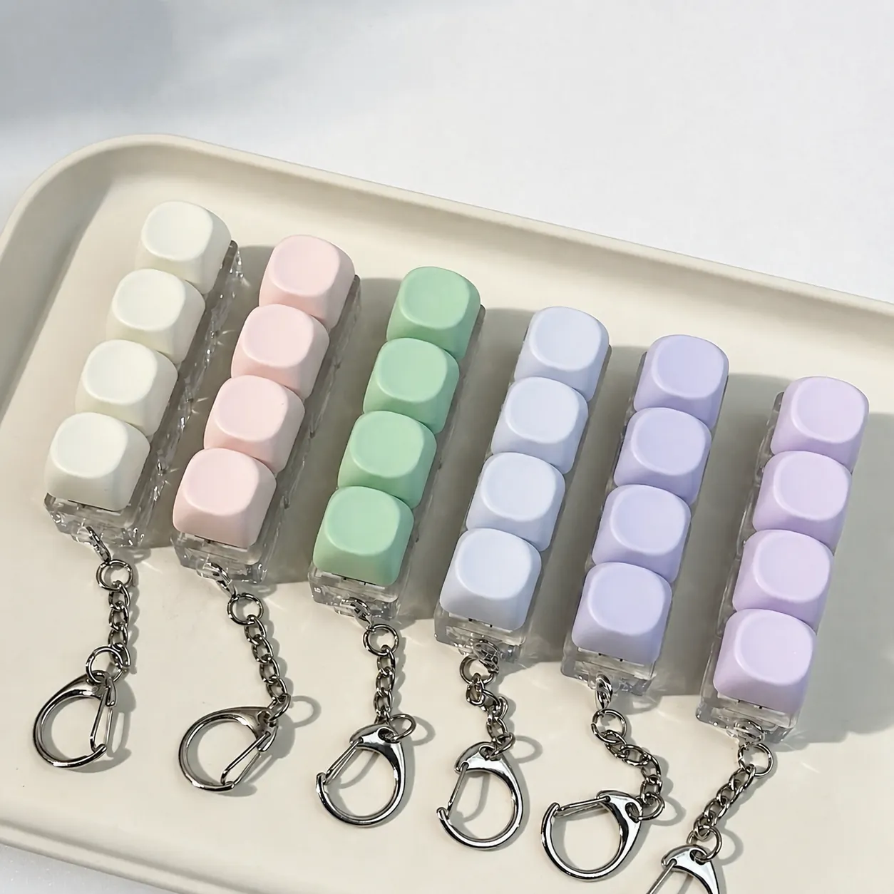 Korean Creamy 4-Key Mechanical Keyboard Switch Tester Keychain Fidget Toy For Stress Relief Sound Activated Decompression Pendant