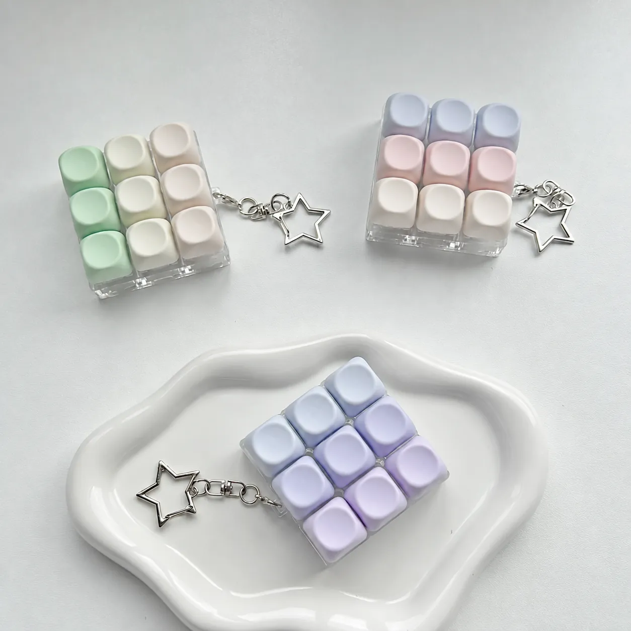 9-Key Mechanical Keyboard Switch Tester Fidget Toy Keychain Macaron Colors Stress Relief Finger Sensory Toy For Office Home