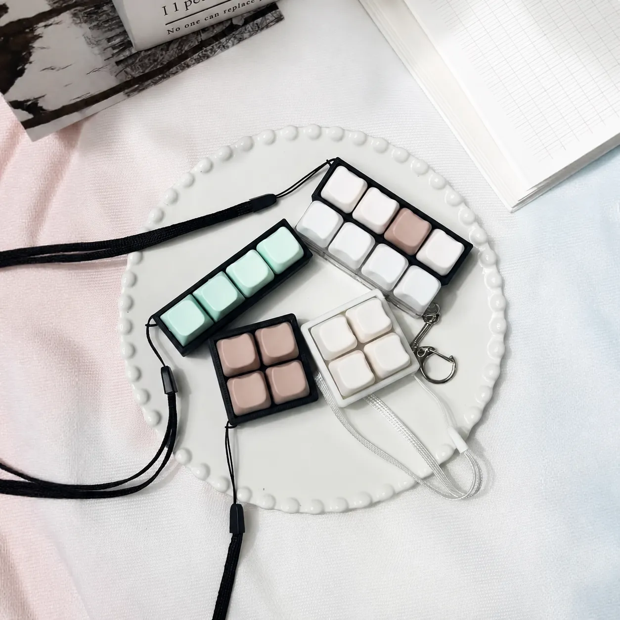 Mechanical Keyboard Switch Tester Fidget Toy Cute Cat Ear PBT Keycap Stress Relief Keychain Office Desk Finger Stress Toy