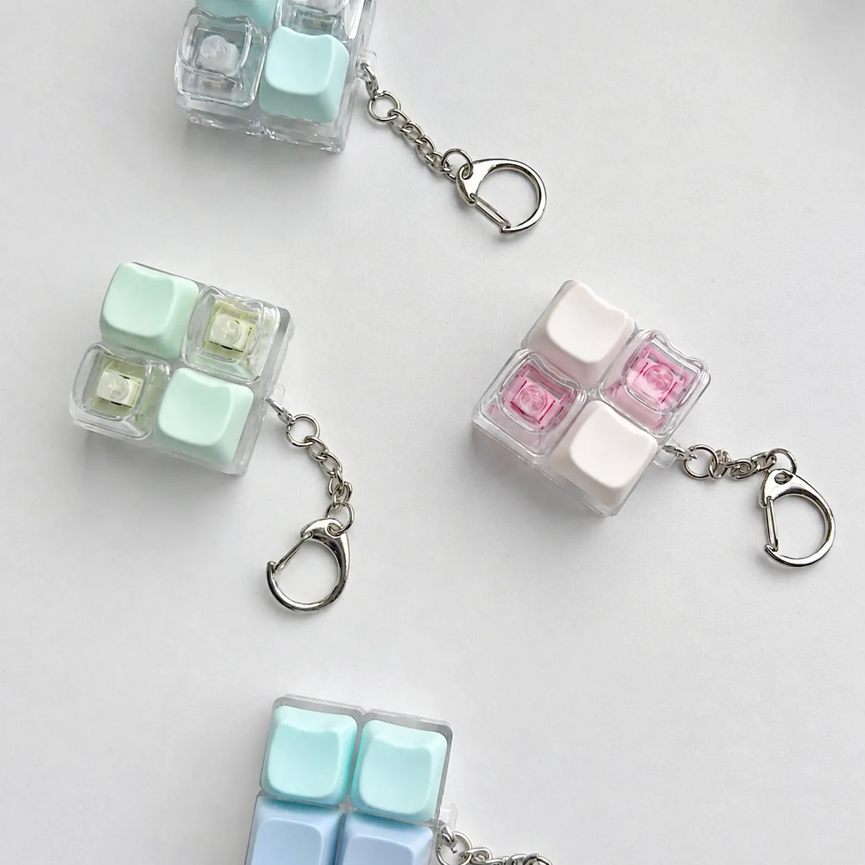 Clavier Mécanique Testeur de Commutateur Porte-clés Anti-stress Jouet Transparent Boîtier PC Boucle Étoile Cadeau