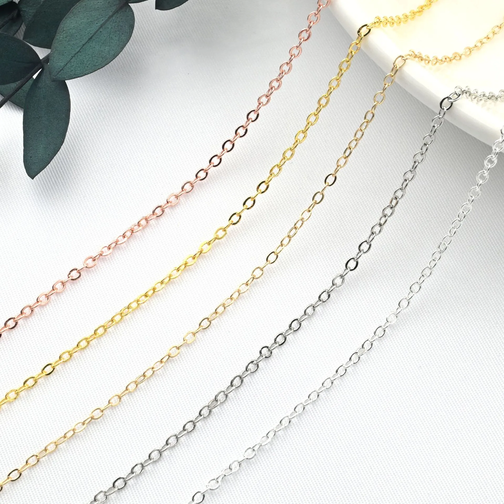 DIY Schmuckkette Farberhaltende Kupfer O-Gliederkette Für Handgefertigte Halskette Armband Herstellung Zubehör Gold Silber Galvanisiert