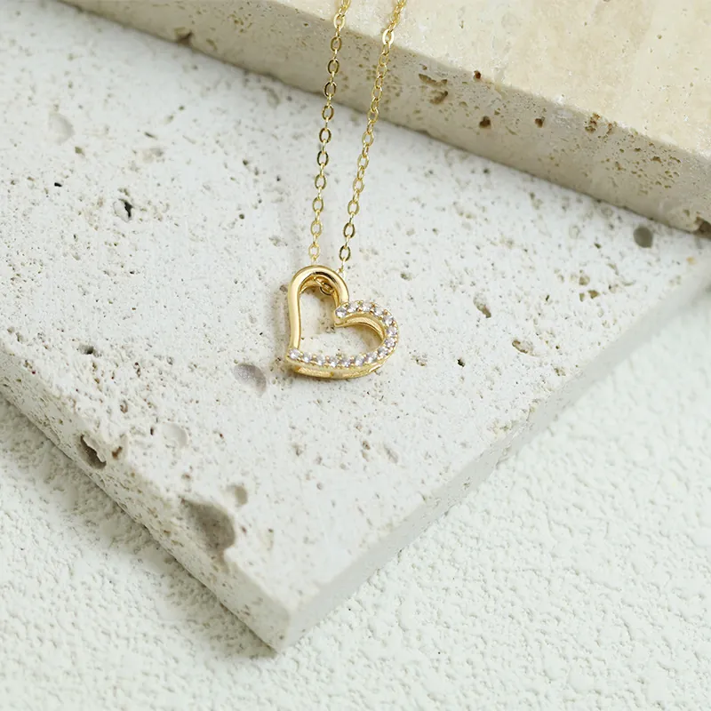 925 Sterling Silver Heart Pendant Necklace Rhinestone Minimalist Clavicle Chain For Women Fashion Jewelry Wedding Party Gift Accessory