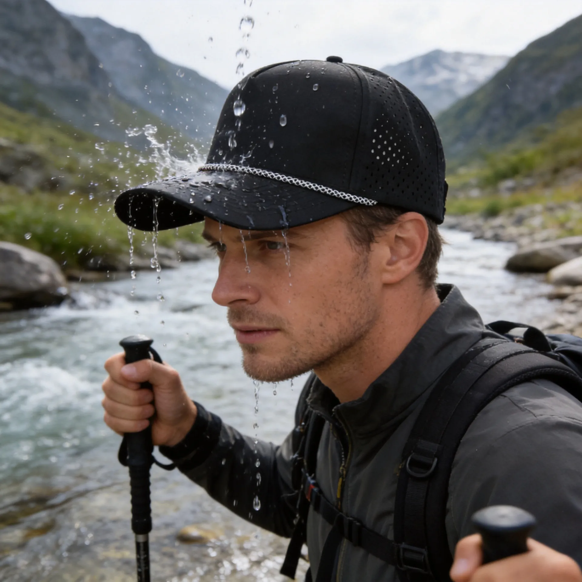 Casquette de Camionneur à Cinq Panneaux Séchage Rapide Hydrofuge Perforé au Laser Casquette de Baseball Sport de Plein Air Chapeau de Soleil Réglable pour Hommes Femmes
