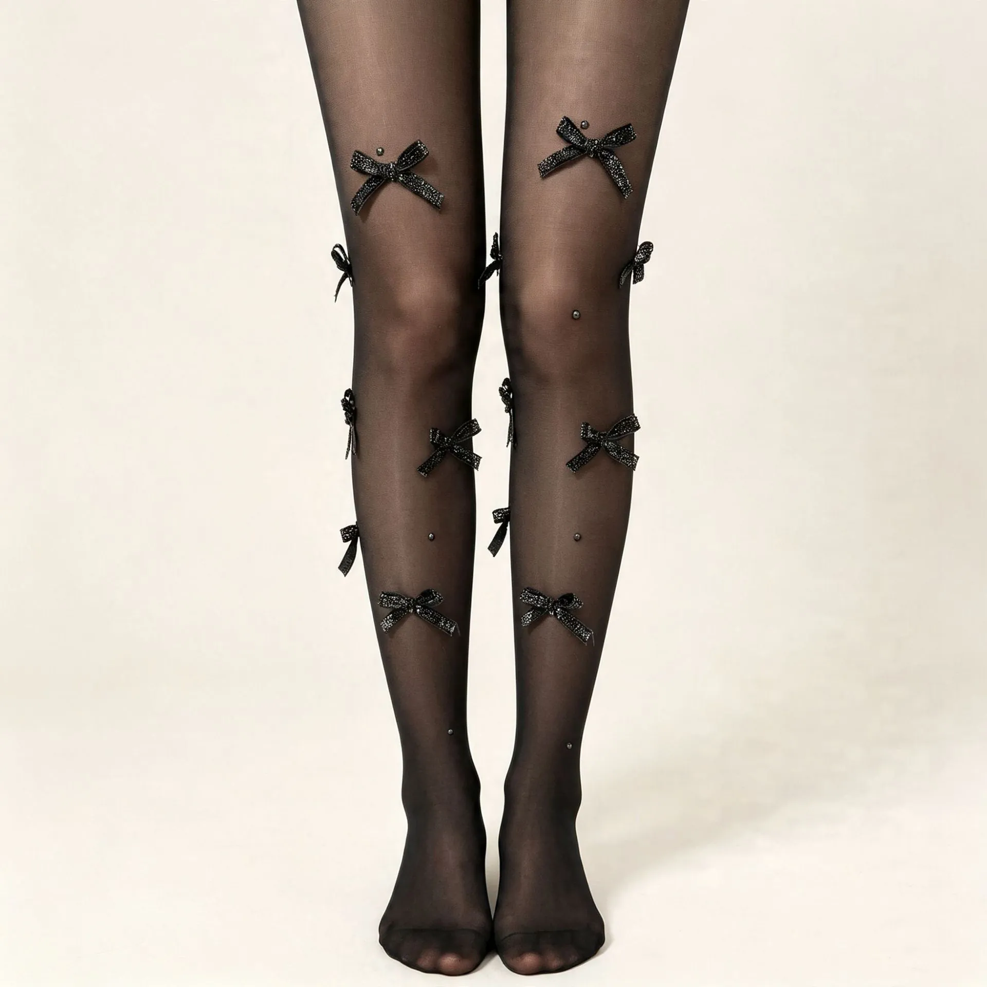 Lolita Süße Schleife Stumpfhose Damen Ultradünn Anti Haken Pantyhose Mit Künstlichen Perlen Sexy Weiß Schwarz Strumpfhose Sommer Strümpfe