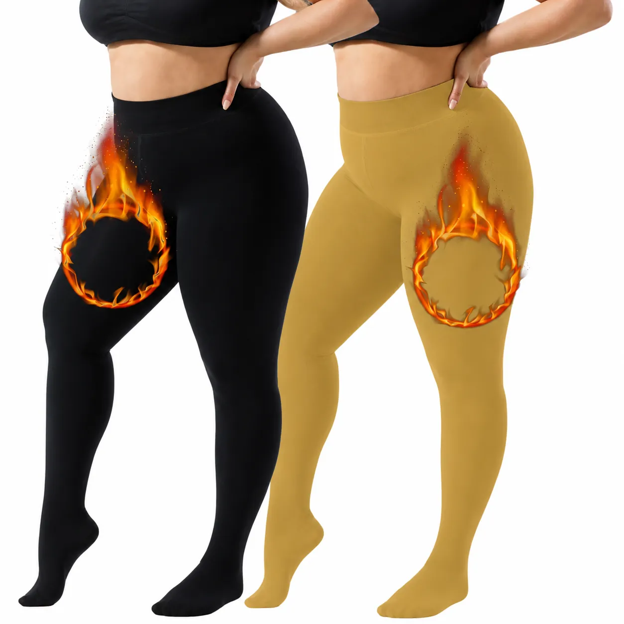 Leggings da Donna Taglie Forti Invernali Caldi Foderati in Pile Vita Alta Elastici Termici Collant Tinta Unita Spessi Pantaloni