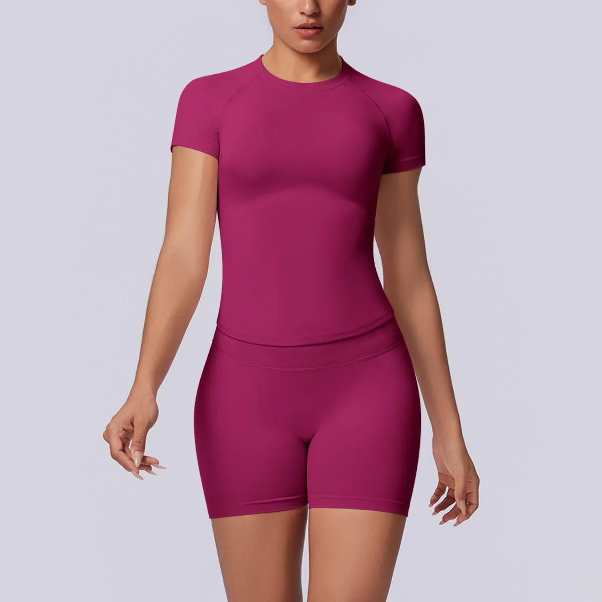 Naadloze Yoga-set Voor Dames Hoge Taille Billen Lifting Sportshorts Slim Fit Korte Mouw Fitness Workout Gym Top And Bottom