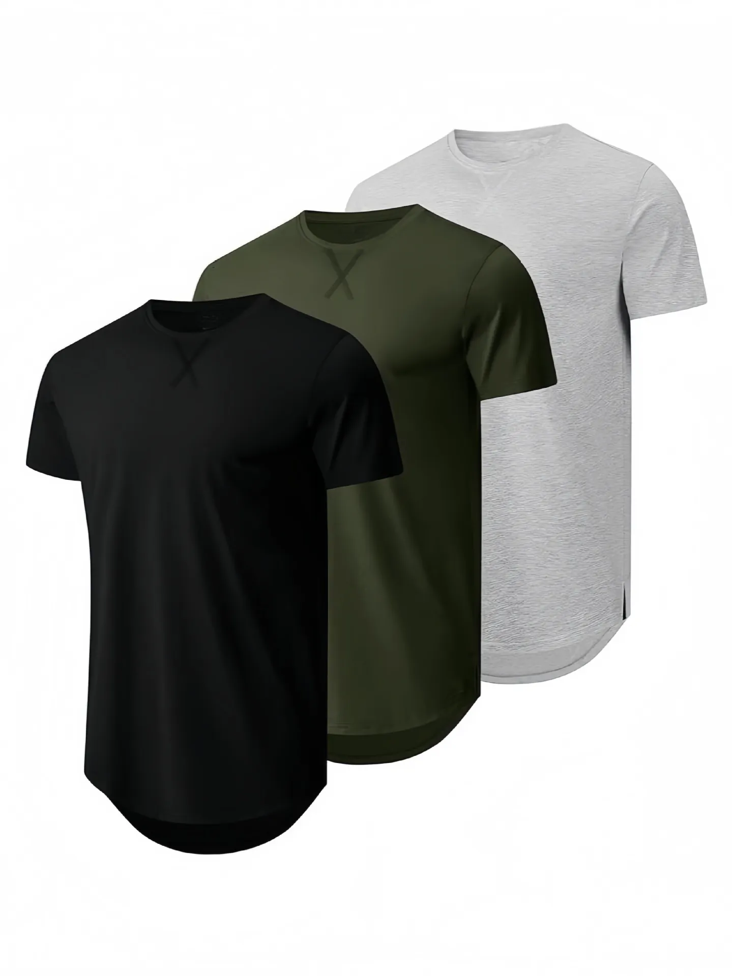 Men's Athletic Short Sleeve T-Shirt Polyester Curved Hem Round Neck Running Gym Workout Top For Men Casual Sporty Tee