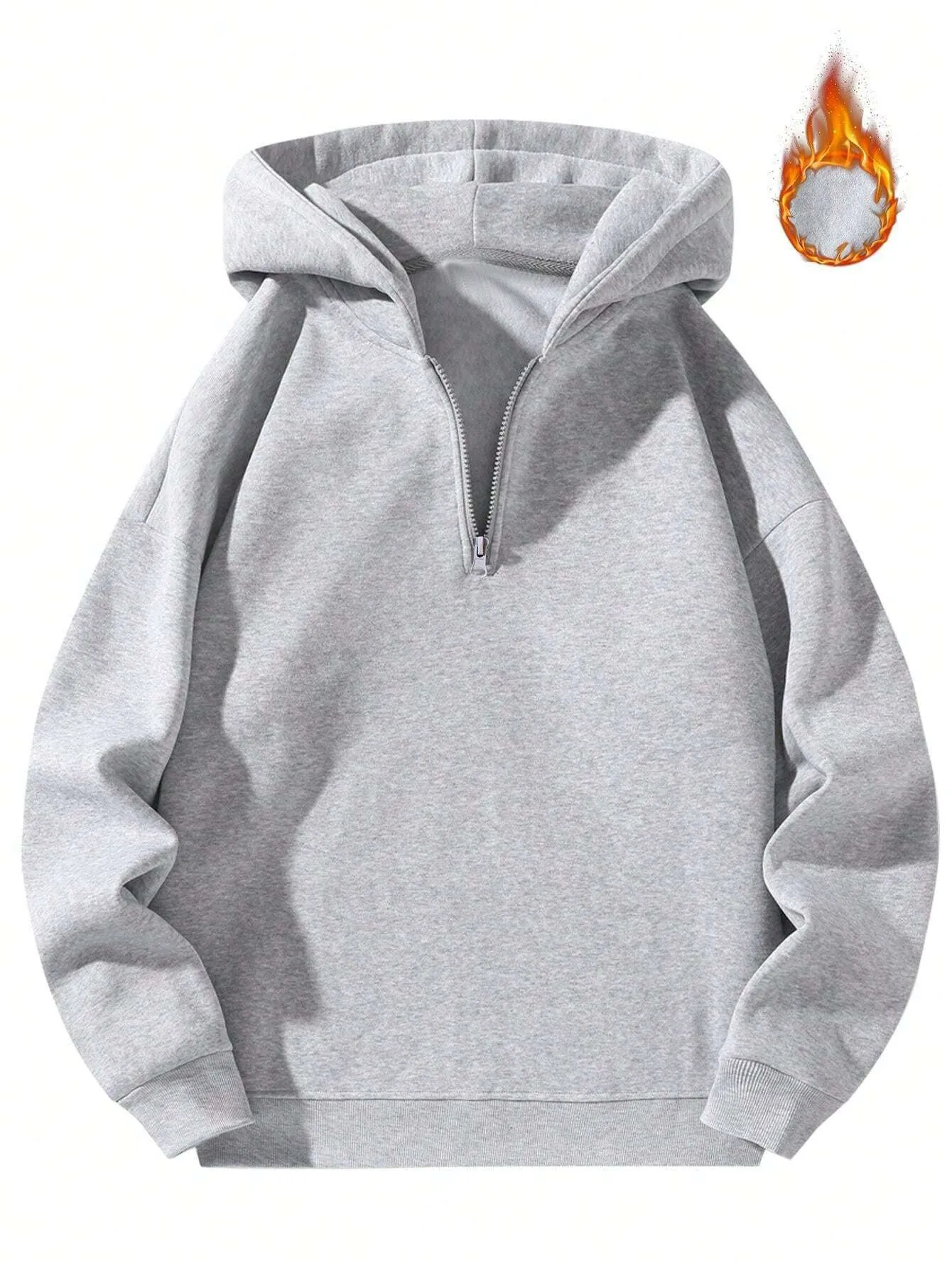 Dames Amerikaanse Stijl Half Rits Hoodie Losse Effen Kleur Lange Mouw Sweatshirt Casual Sportief Pullover Top Fleece Gevoerd Met Capuchon