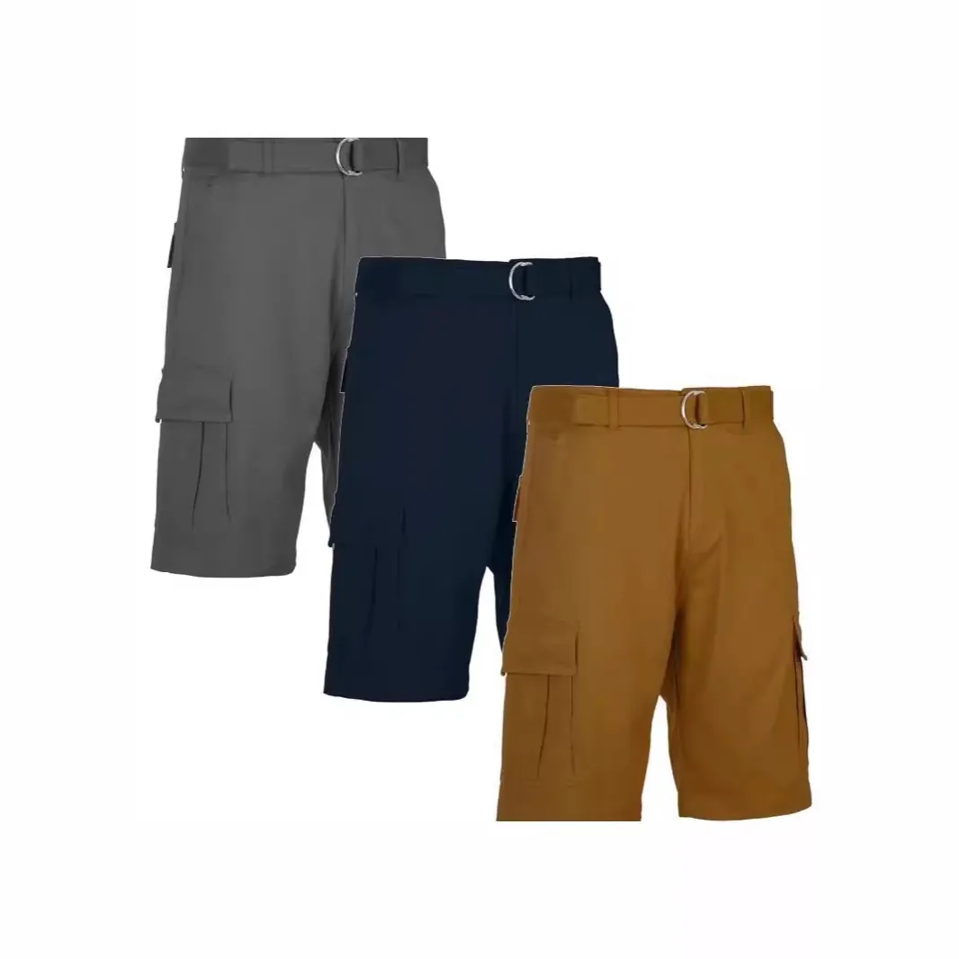 Men Summer Cargo Shorts Quick Dry Straight Fit Multi Pockets With Belt Outdoor Casual Tactical Work Bottoms