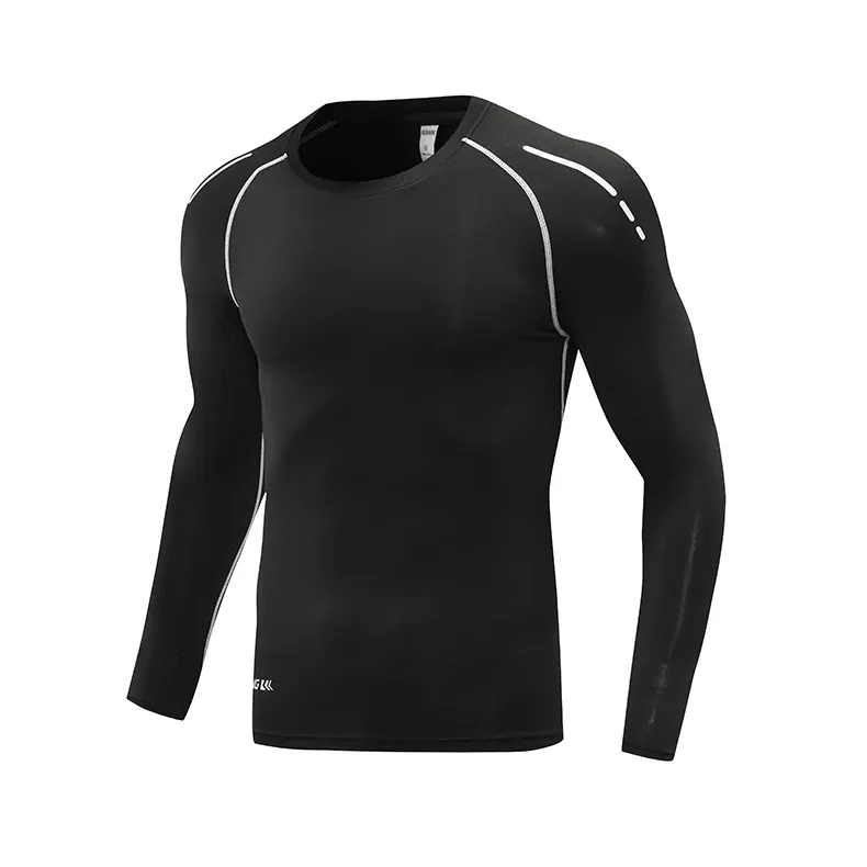 Maglia a Compressione Sportiva Uomo e Bambini Manica Lunga Asciugatura Rapida Fitness Riflettente Poliestere Spandex Allenamento Palestra