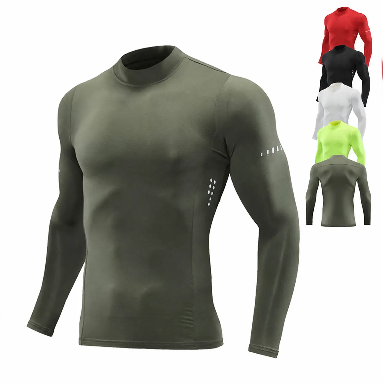 Herren Mock Neck Langarm Kompressionsshirt Schnelltrocknend Sport T-Shirt Hochelastisch Athletische Basisschicht Trainingstop