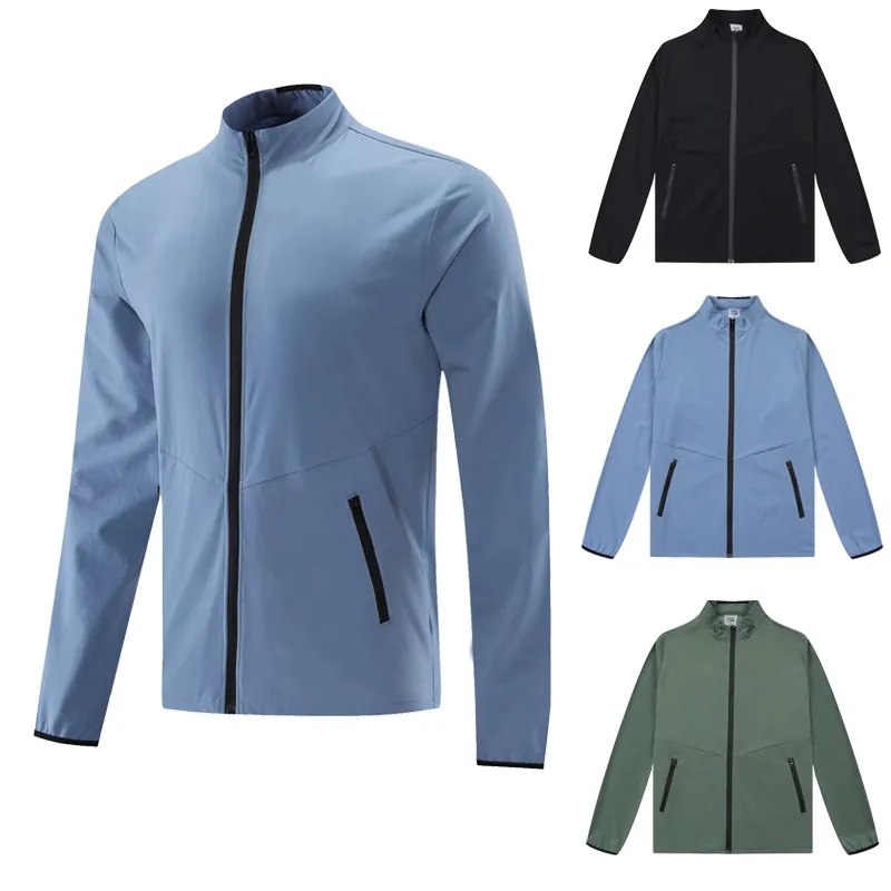 Chaqueta Deportiva para Hombre Cuello Alto Ligera Transpirable Cremallera Completa Exterior Correr Entrenamiento Cortavientos Top