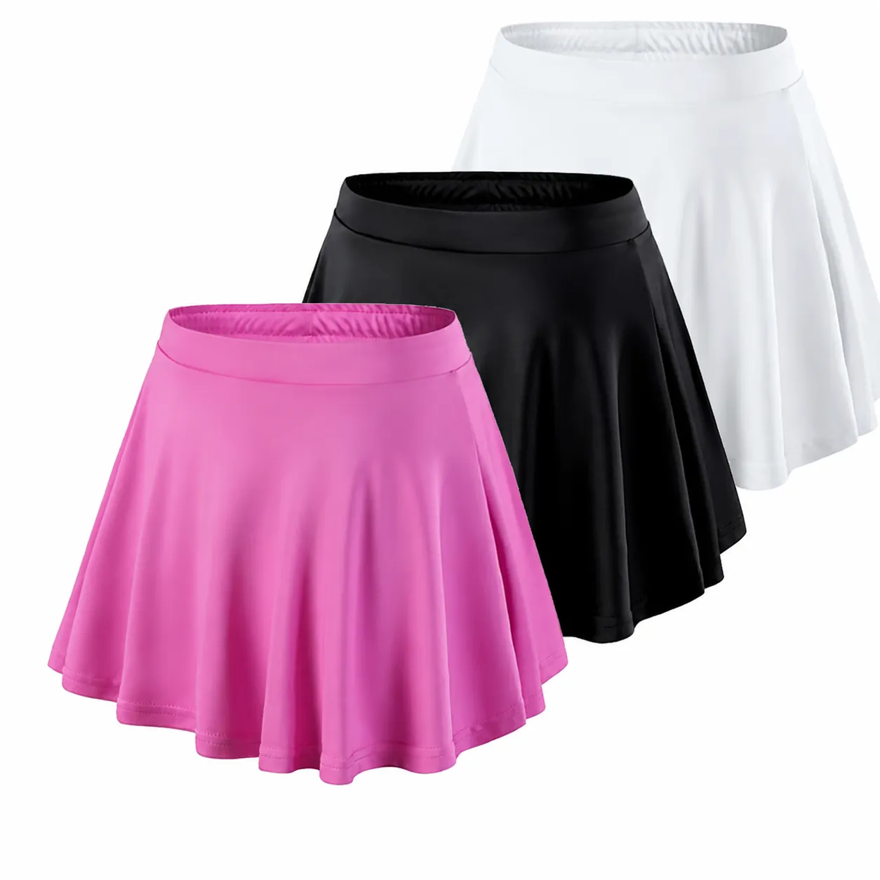 Kids Girls Athletic Pleated Skort Double Layer Anti-Exposure Sports Skirt Quick Dry Tennis Badminton Running Bottom