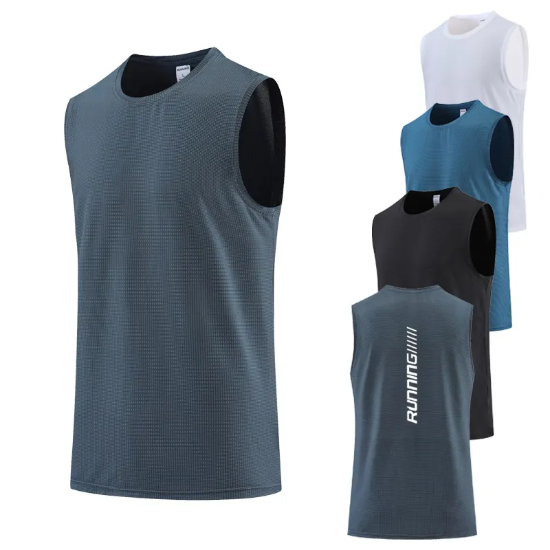 Men's Quick Dry Sports Vest Top Breathable Mesh Running Training Sleeveless Tank Top Running Letter Print Gym Fitness Top