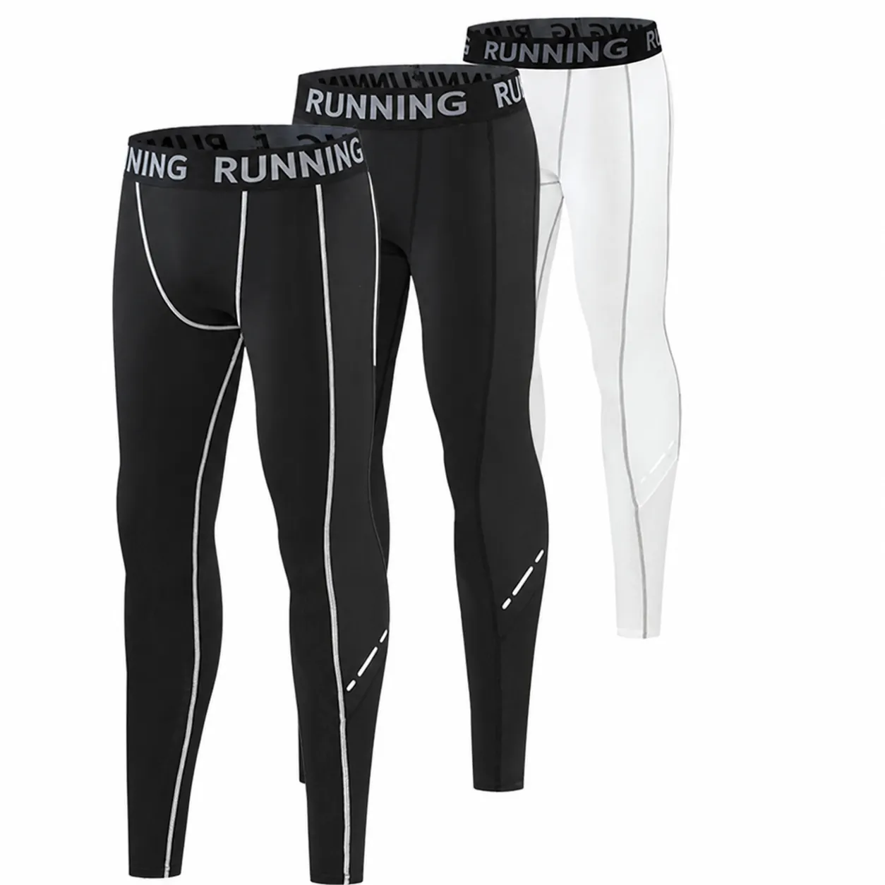 Pantaloni Sportivi da Uomo e Bambino Leggings a Compressione a Asciugatura Rapida Tights Riflettenti per Fitness Corsa Basket Calcio Parte Inferiore