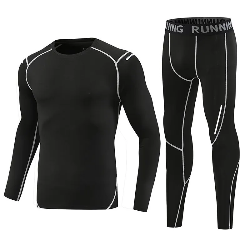 Men's And Kids' Quick Dry Sports Compression Suit Set Long Sleeve Top And Bottom Reflective Running Fitness Workout Wear