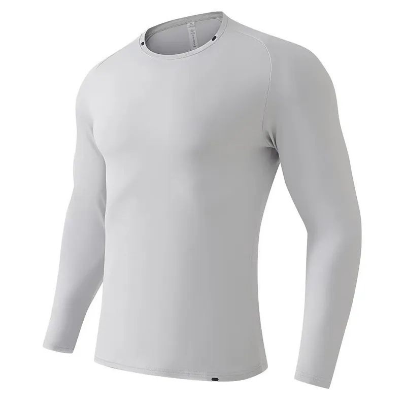 Men Quick Dry Long Sleeve Sport T-Shirt Brushed Fleece Running Fitness Gym Top Breathable High Elastic Raglan Sleeve Training Wear