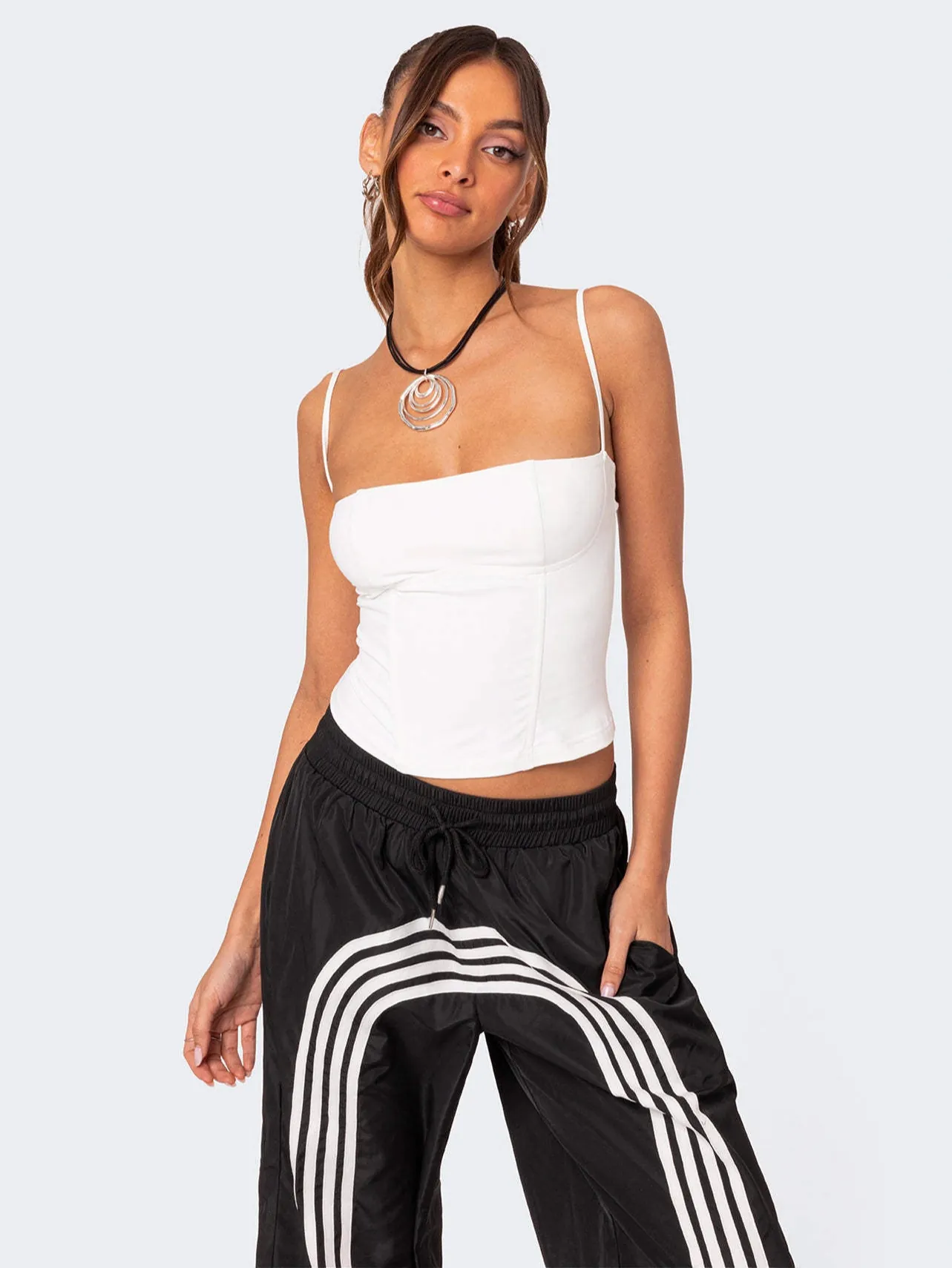 Damen Sexy Satin Korsett Top Mode Hot Girl Fischbein Cropped Tank Top Mit Rückenreißverschluss Einfarbig Bodycon Camisole Sommer