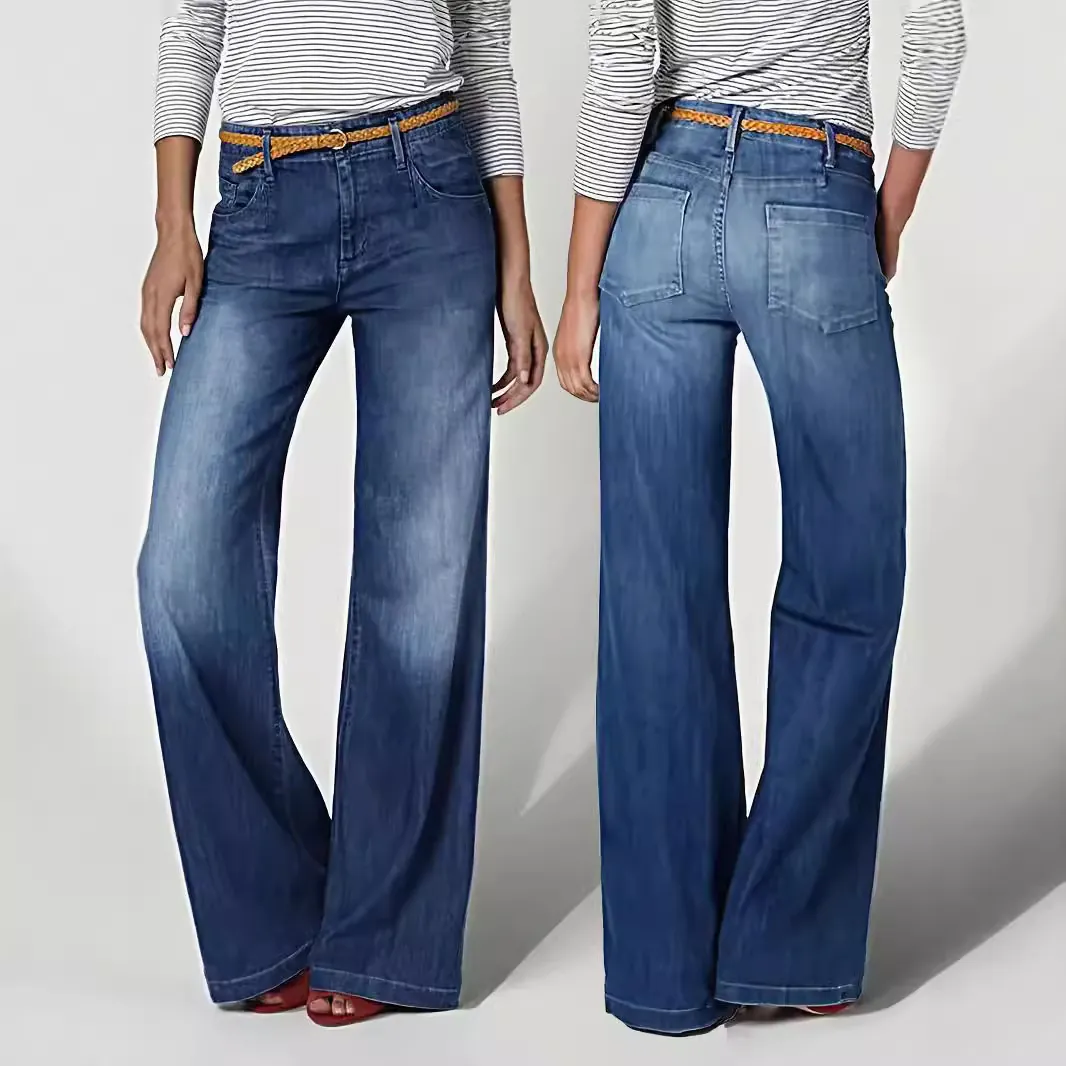 Pantalones Vaqueros de Mezclilla de Algodón Lavado Vintage para Mujer Pierna Recta Cintura Alta Streetwear Gótico Casual