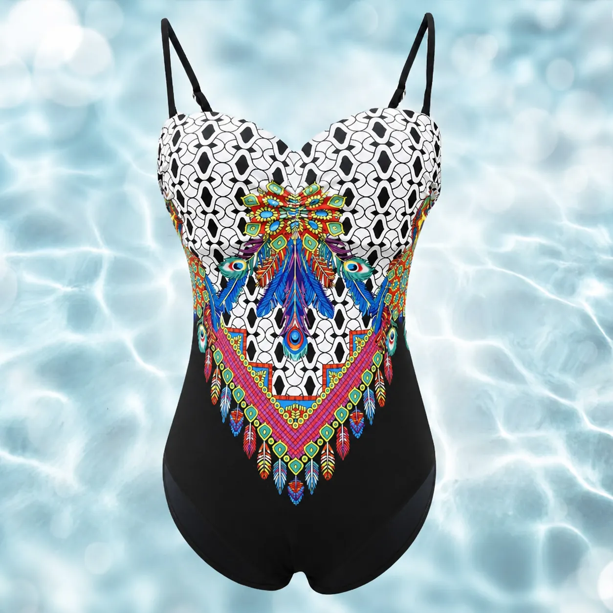Damen Sexy Übergröße Einteiliger Badeanzug Push Up Bedruckt Tropische Blumen Beachwear Schlankheits-Monokini Für Den Urlaub