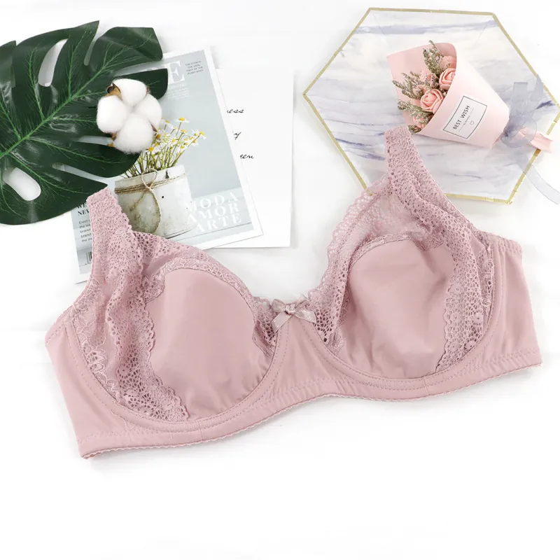 Damen Sexy Spitze BH Dünne Vorgeformte Schale Push Up Bügel Lingerie Bequem Atmungsaktiv Drei Reihen Rückenverschluss Schleife BH