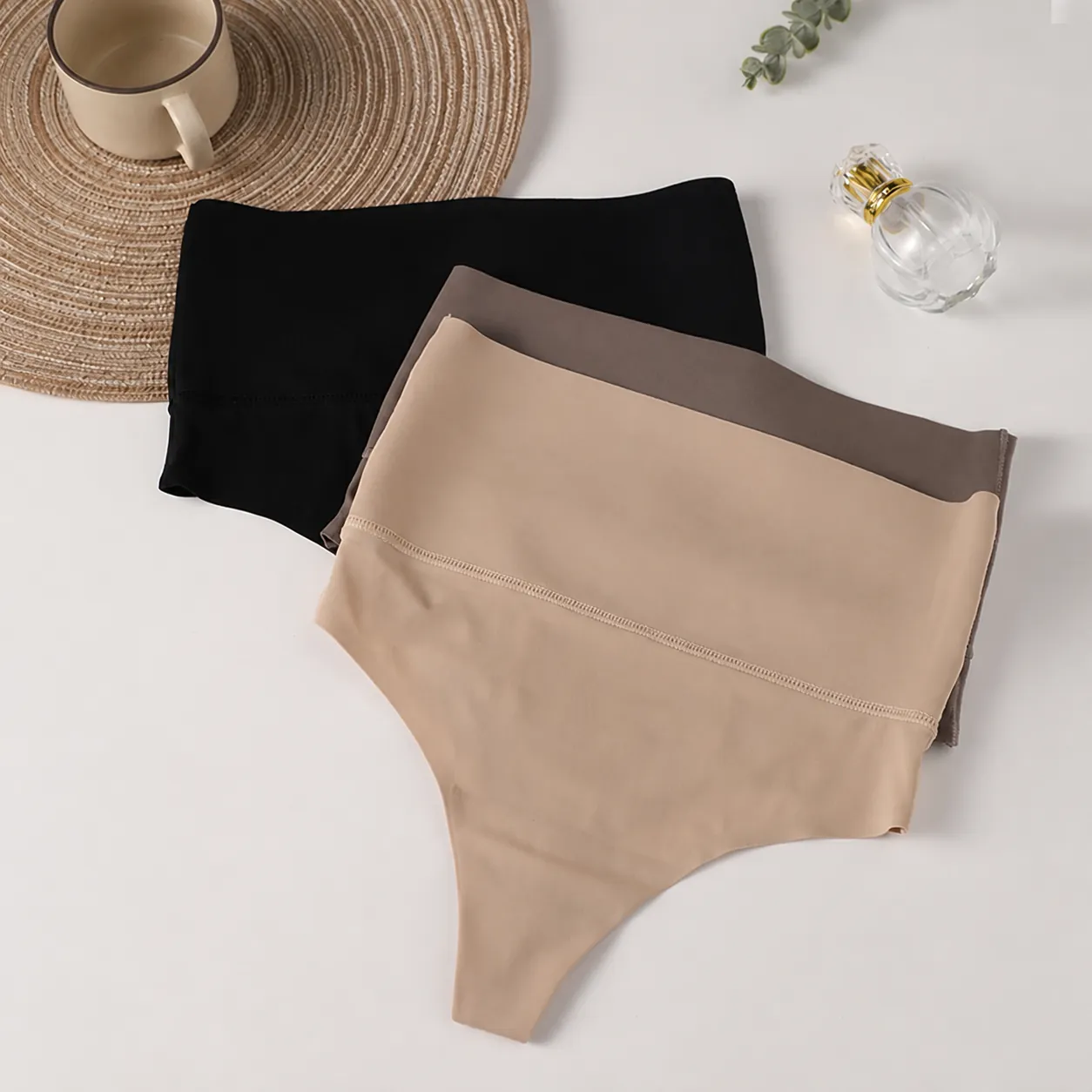 Women High Waisted Seamless Shapewear Thong Polyamide Tummy Control Panties Slimming Body Shaper Underwear