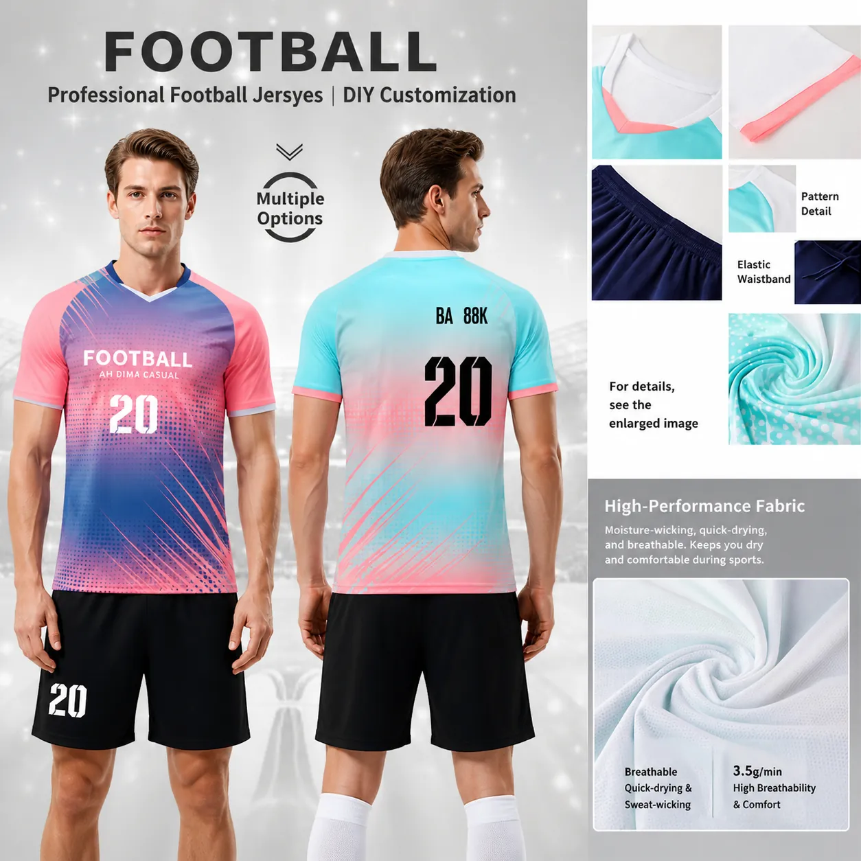 Professional Soccer Jersey Football Training Suit Top And Bottom Breathable Quick Dry Sublimation Printed Athletic Sportswear