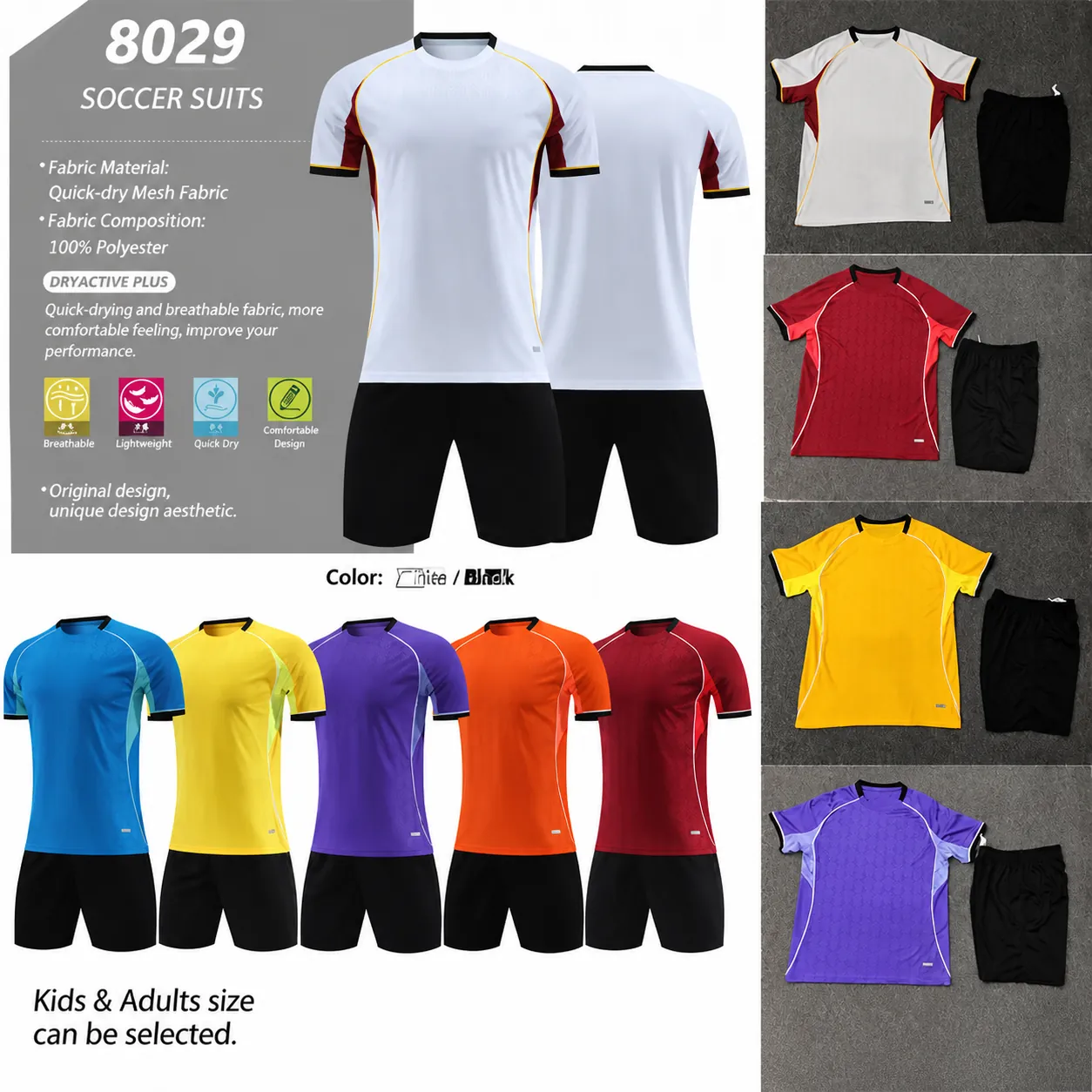 Men Football Training Jersey Set Polyester Quick Dry Breathable Short Sleeve Top And Bottom Football Training Match Sports Kit