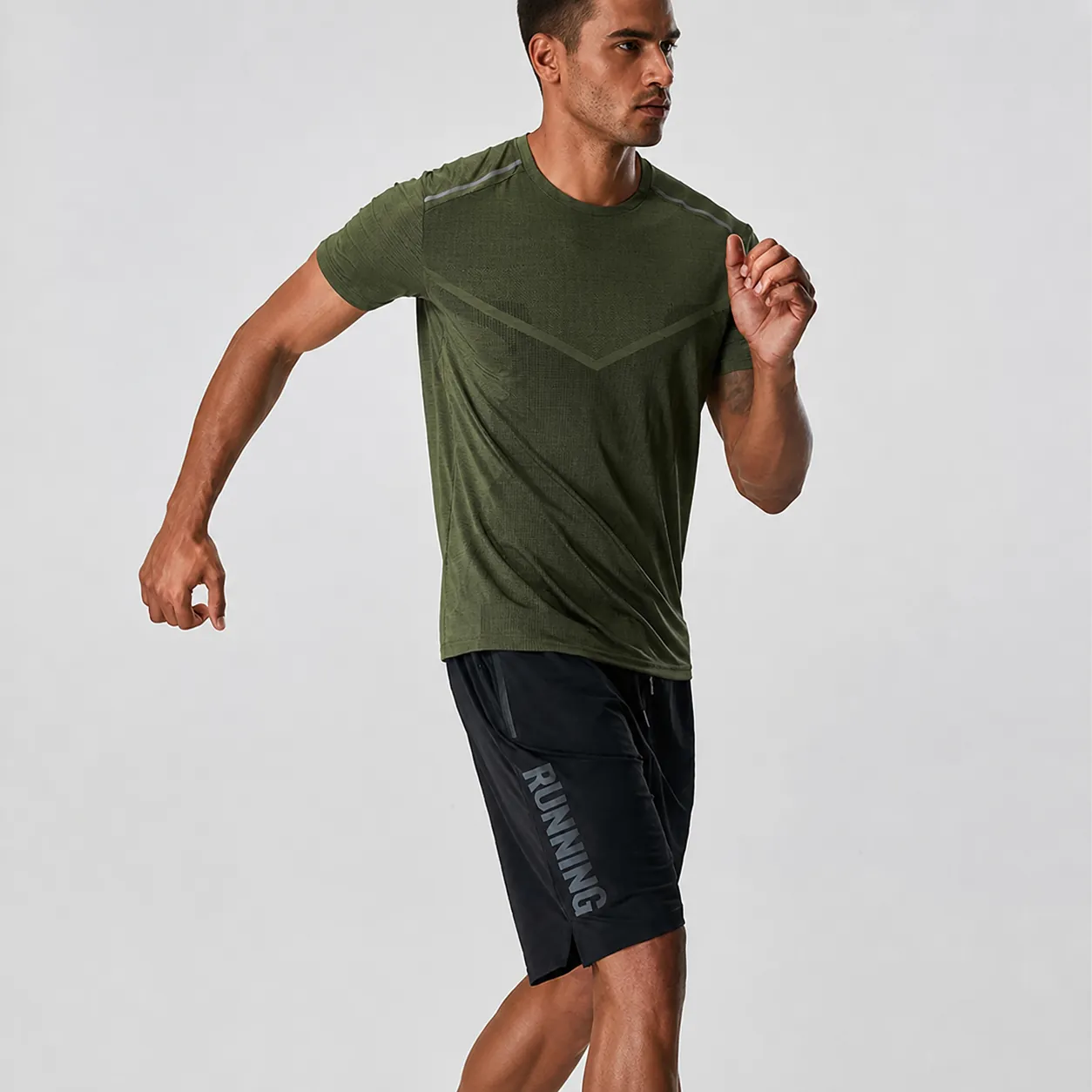 T-Shirt Sport Homme Séchage Rapide Respirant Polyester Fitness Gym Course Manches Courtes Haut Couleur Unie Vêtement Athlétique