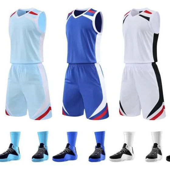 Quick Drying Basketball Jersey Set Top And Bottom For Men Women Unisex Sleeveless V-neck Sports Casual Training Uniform