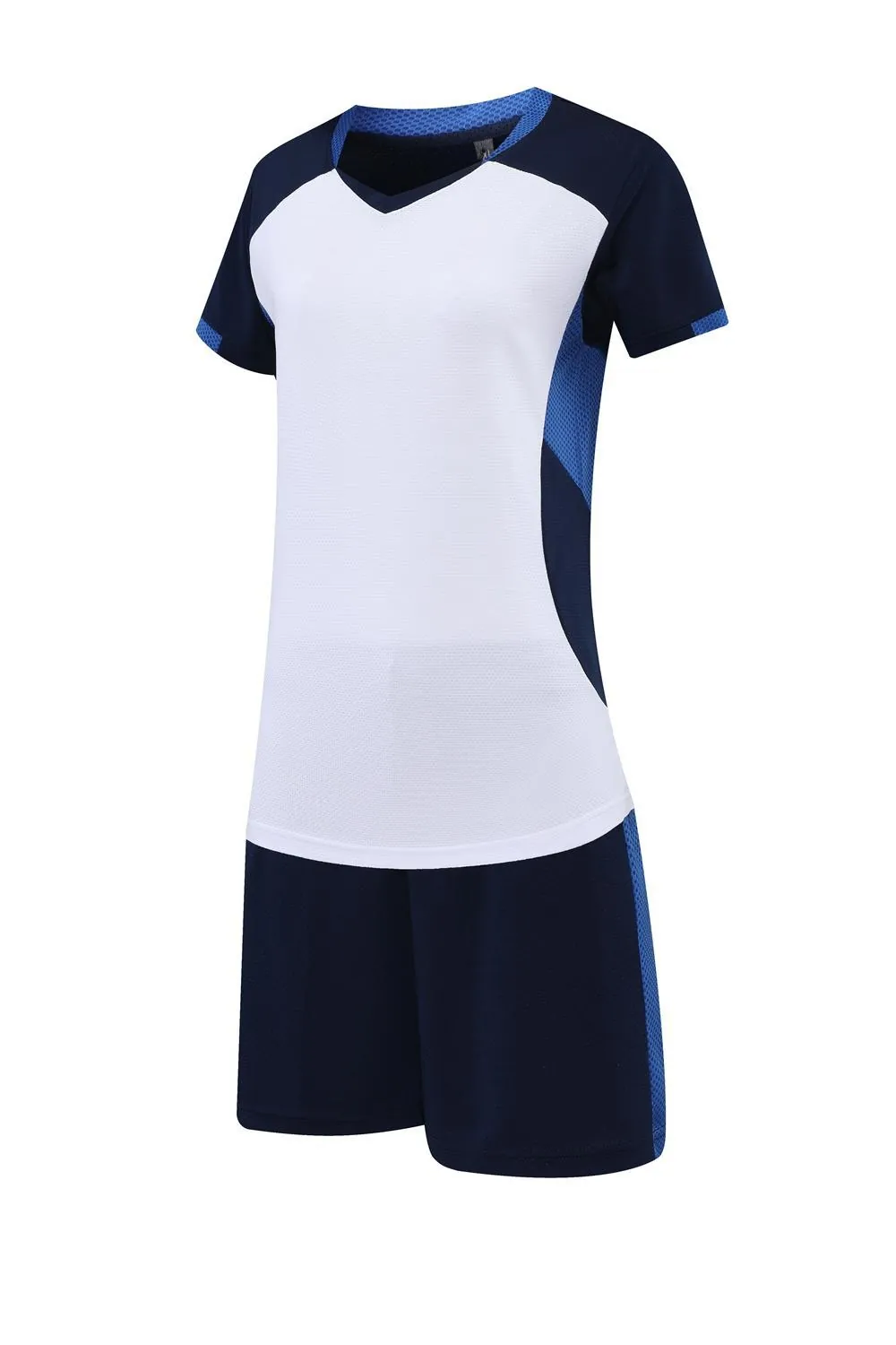 Women's Quick-Dry Volleyball Sportswear Set V-Neck Short Sleeve Top And Bottom Shorts Sport Casual Uniform For Badminton Gym Training