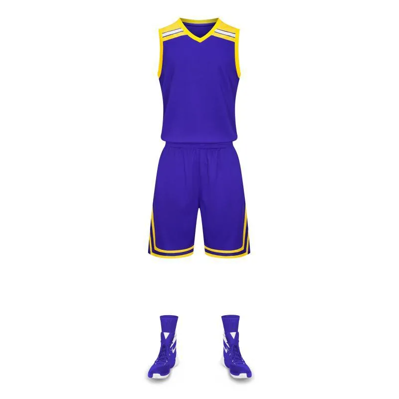 Professional Basketball Training Uniform Top And Bottom Polyester Breathable Sports Team Suit For Men Women Unisex Athletic Wear A107