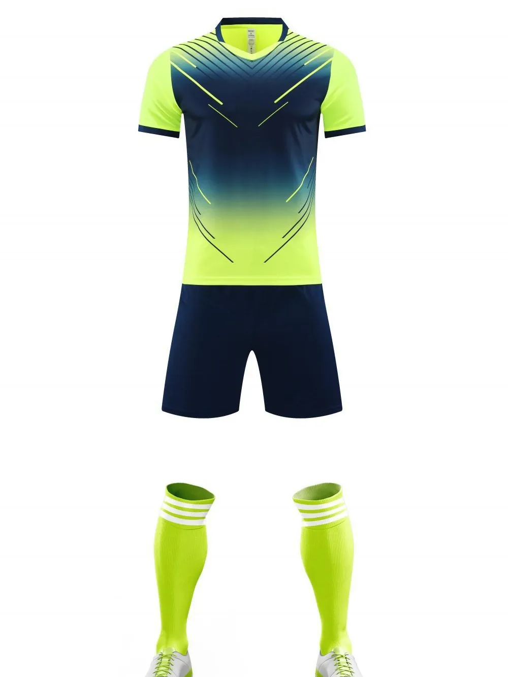 Ensemble de Maillot de Football pour Hommes Polyester Respirant Uniforme de Football Séchage Rapide pour Entraînement Top And Bottom Avec Chaussettes