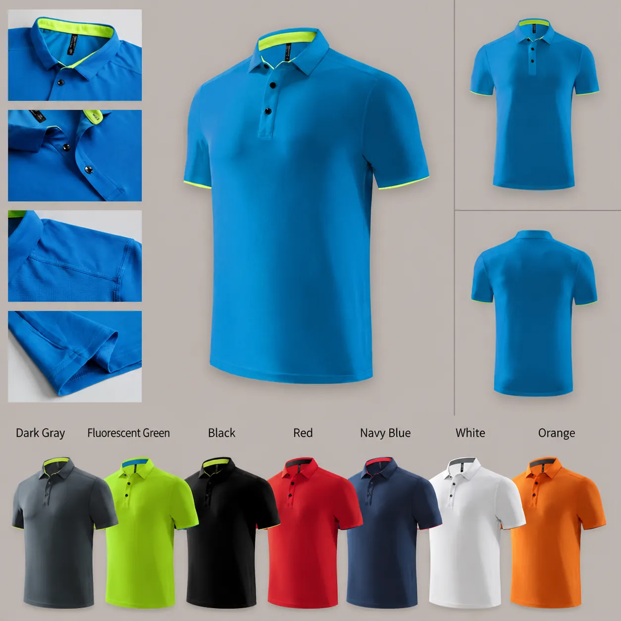 Polo Unisex de Secado Rápido Alta Elasticidad Transpirable Manga Corta Solapa Casual Ropa de Trabajo Deporte Camiseta para Hombres Mujeres